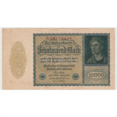 1922 10 000 Márka bankjegy, Németország – Reichsbanknote