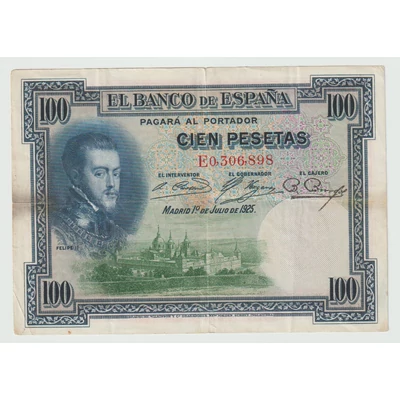 1925 100 Pesetas bankjegy, Spanyolország – II. Fülöp
