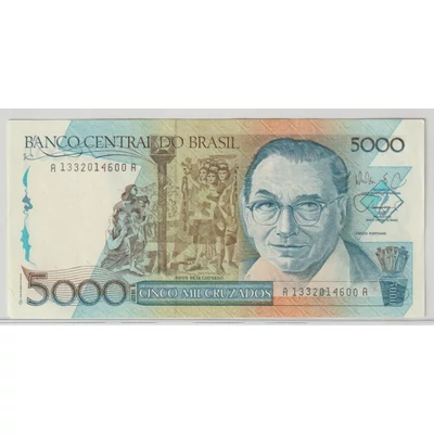 Brazília 5000 Cruzados bankjegy, 1988 – Cândido Portinari – Pick P#214