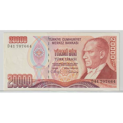Törökország 20 000 Líra bankjegy, 1988 – Mustafa Kemal Atatürk – Pick P#201