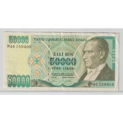 Törökország 50 000 Líra bankjegy, 1989 – Mustafa Kemal Atatürk – Pick P#203