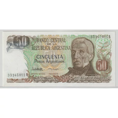 Argentína 50 Pesos Argentinos bankjegy, 1983–1985 – José de San Martín – Pick P#314