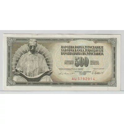 Jugoszlávia 500 Dinar bankjegy