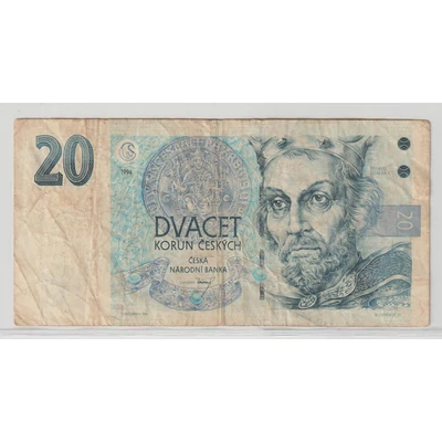 Csehország 20 Koruna bankjegy, 1994 – I. Přemysl Ottokár – Pick P#10