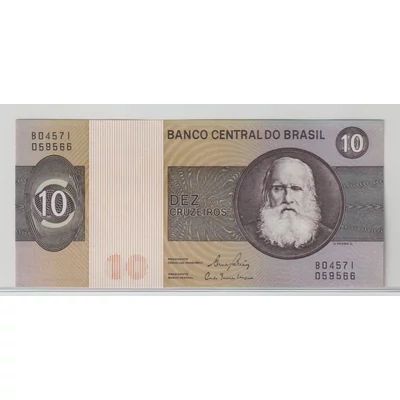 Brazília 10 Cruzeiros bankjegy, 1970–1980 – Dom Pedro II – Pick P#193