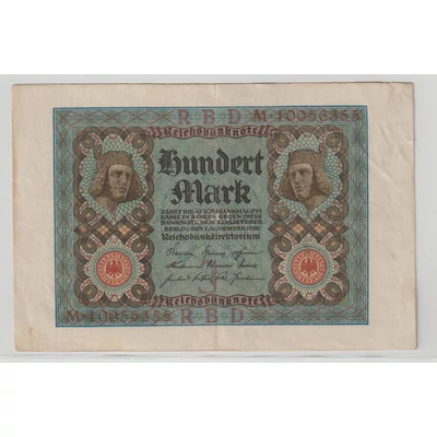 1920 100 Márka - Hundert Mark bankjegy - Reichsbanknote Németország