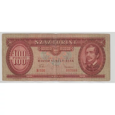 1960 100 forint bankjegy F Numizmatika-bankjegyek