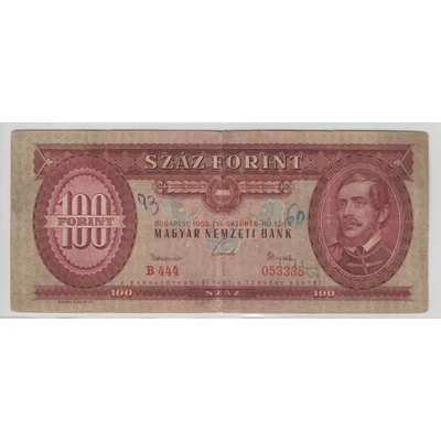 1962 100 forint bankjegy Numizmatika-bankjegyek