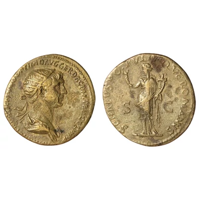 Traianus dupondius római bronz érme – Felicitas hátlappal, RIC 674
