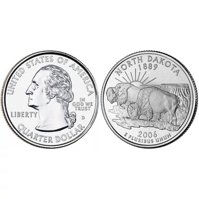 2006 North Dakota negyeddolláros érme ¼ dollár / State quarter dollar - USA