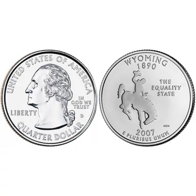2007 Wyoming negyeddolláros érme ¼ dollár / State quarter dollar - USA