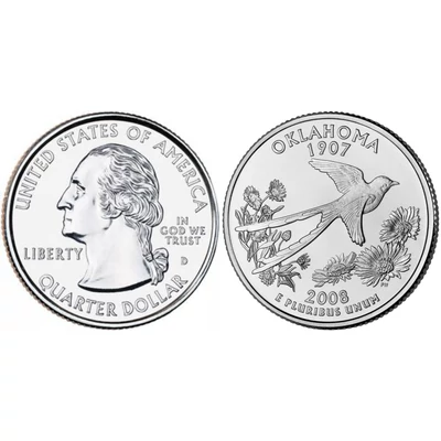 2008 Oklahoma negyeddolláros érme ¼ dollár / State quarter dollar - USA