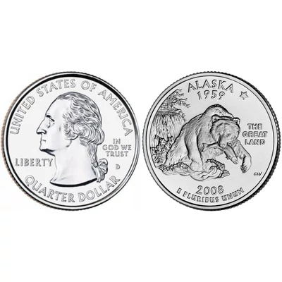 2008 Alaska negyeddolláros érme ¼ dollár / State quarter dollar - USA
