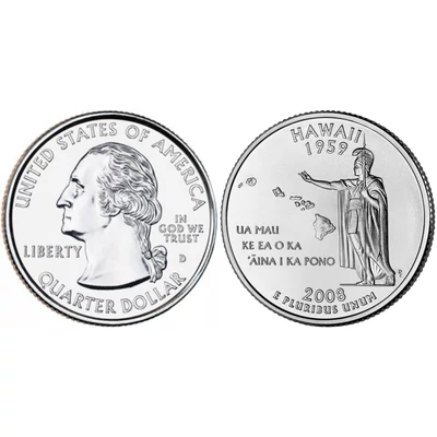 2008 Hawaii negyeddolláros érme ¼ dollár / State quarter dollar - USA