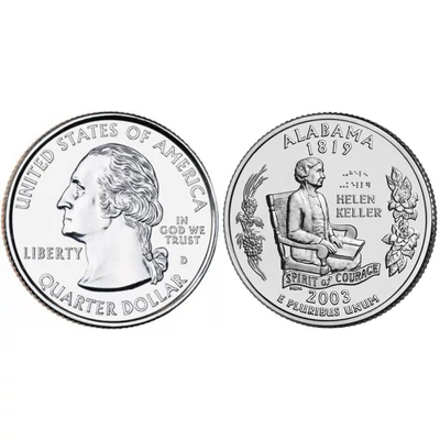 2003 Alabama negyeddolláros érme ¼ dollár / State quarter dollar - USA