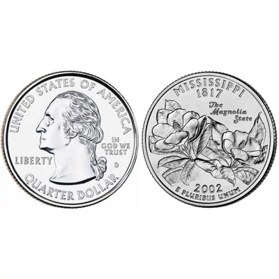 2002 Mississippi negyeddolláros érme ¼ dollár / State quarter dollar - USA