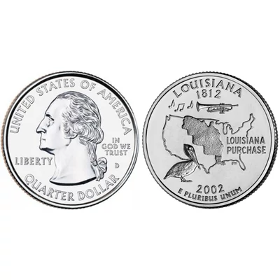 2002 Louisiana negyeddolláros érme ¼ dollár / State quarter dollar - USA