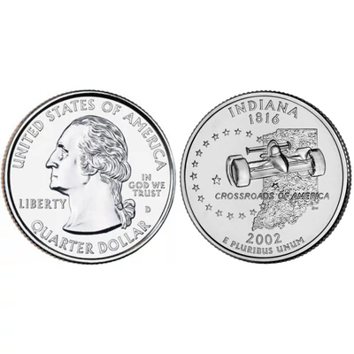 2002 Indiana negyeddolláros érme ¼ dollár / State quarter dollar - USA