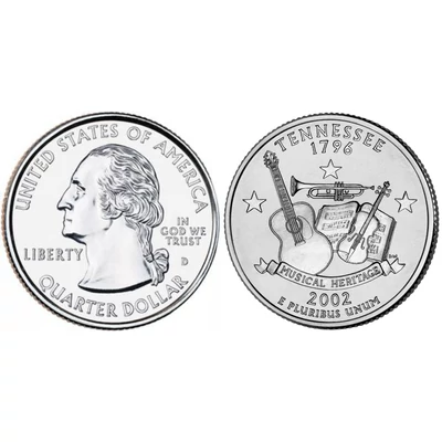 2002 Tennessee negyeddolláros érme ¼ dollár / State quarter dollar - USA