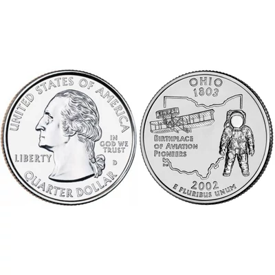 2002 Ohio negyeddolláros érme ¼ dollár / State quarter dollar - USA