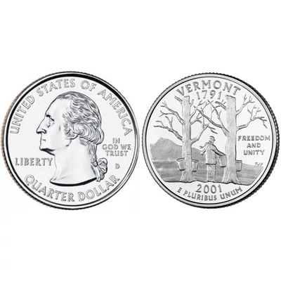 2001 Vermont negyeddolláros érme ¼ dollár / State quarter dollar - USA