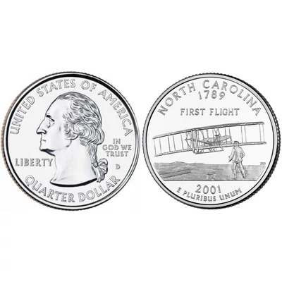 2001 North Carolina negyeddolláros érme ¼ dollár / State quarter dollar - USA