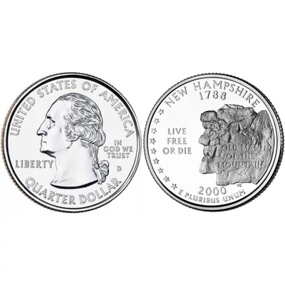 2000 New Hampshire negyeddolláros érme ¼ dollár / State quarter dollar - USA