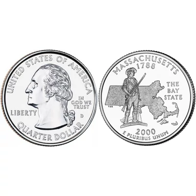2000 Massachusetts negyeddolláros érme ¼ dollár / State quarter dollar - USA