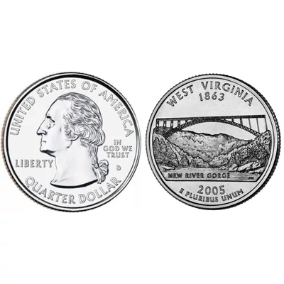2005 West Virginia negyeddolláros érme ¼ dollár / State quarter dollar - USA
