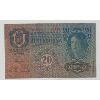 1913 20 korona bankjegy Numizmatika-bankjegyek