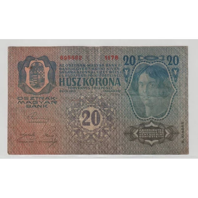 1913 20 korona bankjegy Numizmatika-bankjegyek