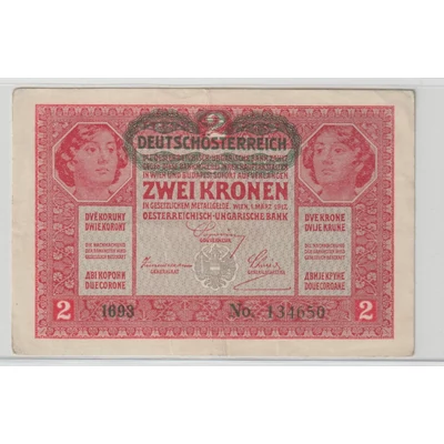 1917 2 Korona bankjegy D.Ö. felülbélyegzéssel
