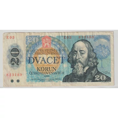1988 Csehszlovákia 20 korona bankjegy (Dvacet Korun Československych)