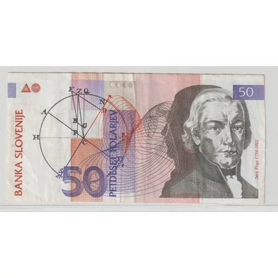 1992 50 tolarjev bankjegy – Szlovénia, Jurij Vega portréjával