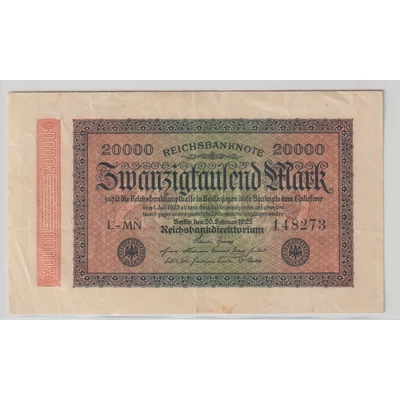 1923  20 000 Márka (Zwanzigtausend Mark, Reichsbanknote) bankjegy - Németország