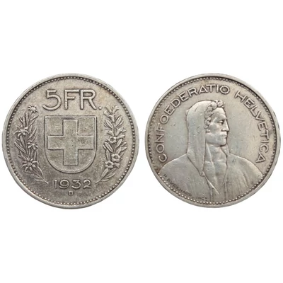 1932 5 Franc ezüst forgalmi érme - Svájc