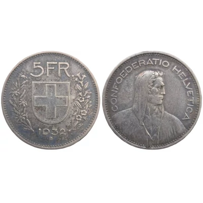 1932 5 Franc ezüst forgalmi érme - Svájc