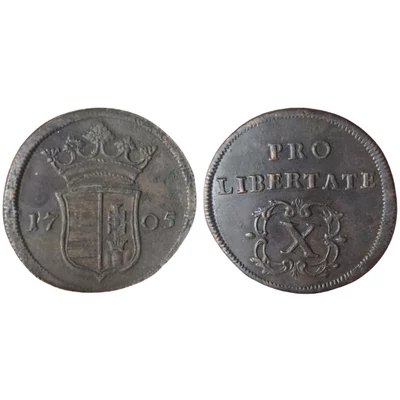 1705 X Poltura réz érme II. Rákóczi Ferenc ÉH: 1133.a