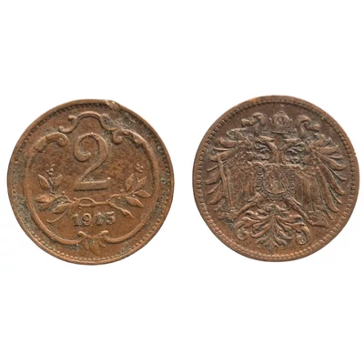 1915 2 Heller bronz érme