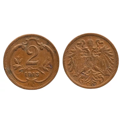 1913 2 Heller bronz érme