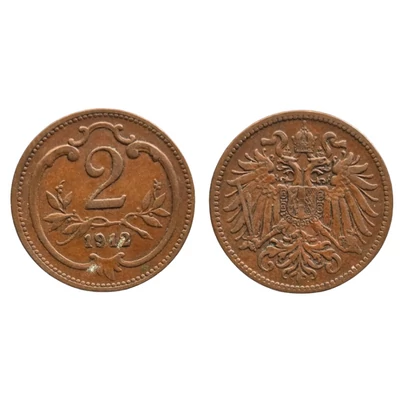1912 2 Heller bronz érme