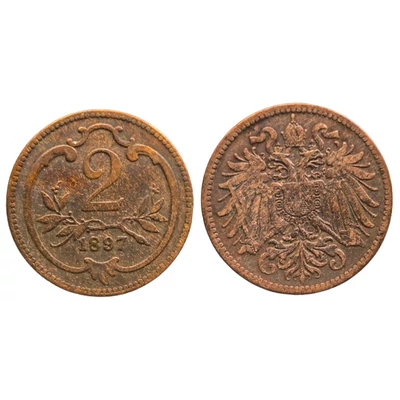 1897 2 Heller bronz érme
