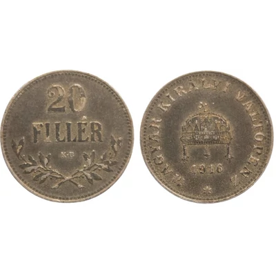 1916 20 Fillér forgalmi érme