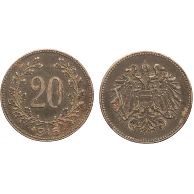 1916 20 Heller Osztrák forgalmi érme