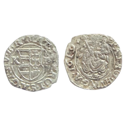 1619-es II. Mátyás ezüst denár – K-B verdejelű, Madonna ábrázolással