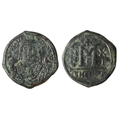 Mauricius Tiberius bizánci bronz érme Kr.u. 589/90 AE Follis SB 532