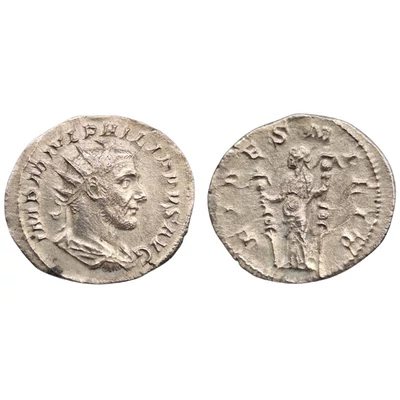 Philippus Arabs antoninianus római ezüst érme – FIDES MILIT · Kr. u. 244–247 RIC IV 32 b