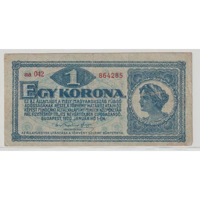 1920 1 Korona Államjegy
