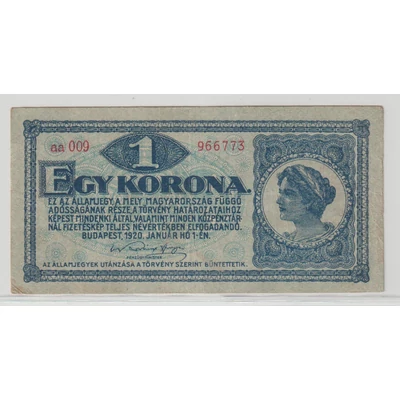 1920 1 Korona Államjegy