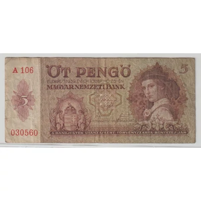 1939 5 Pengő bankjegy